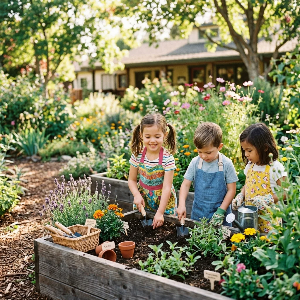 Toddler in the Montessori outdoor environment at West Adams