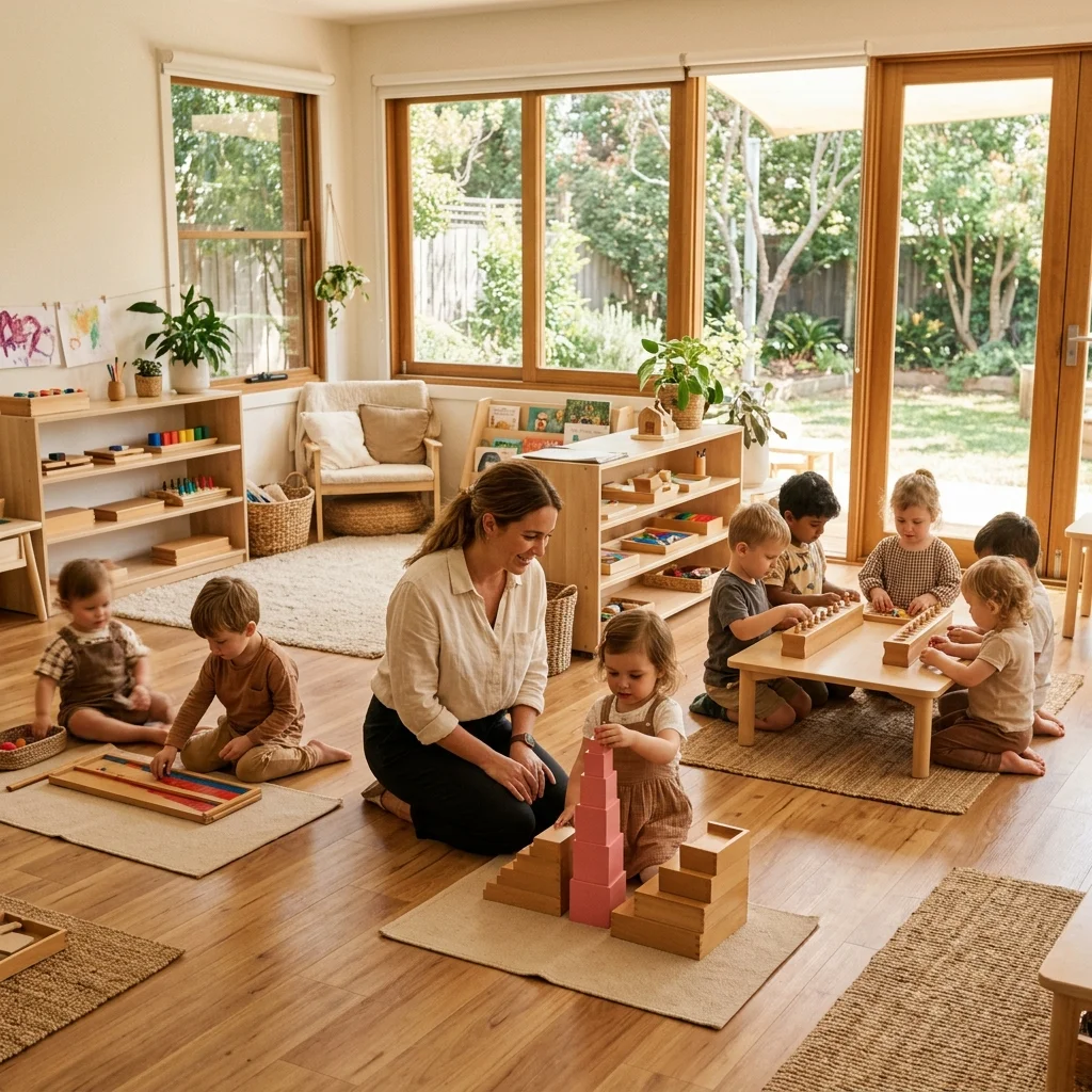 Toddler in the Montessori classroom at Culver City