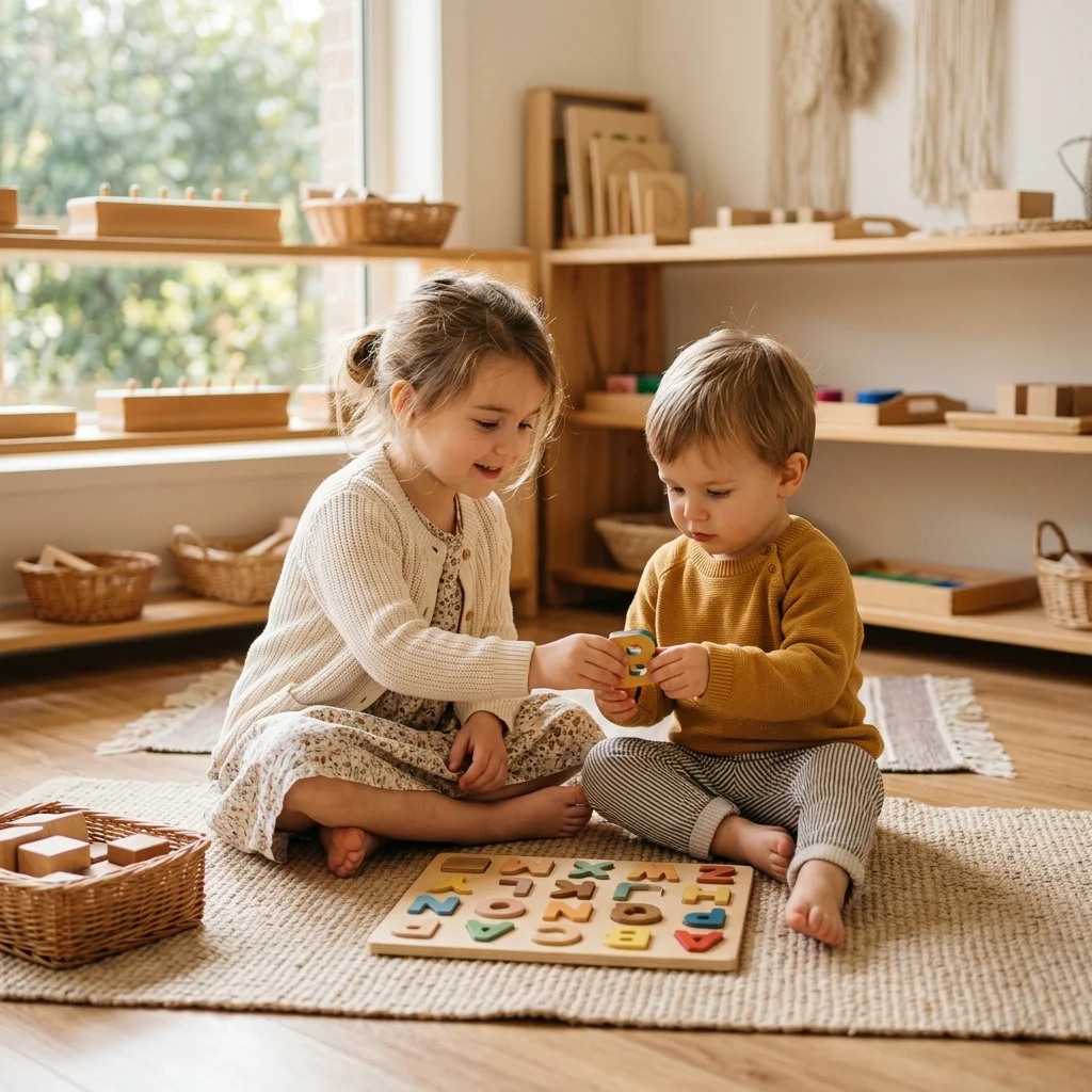 Child working in the Primary Montessori classroom at Culver City